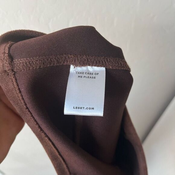 Leset Gaia High Waist Straight Chocolate Brown Faux Suede Pants Size XS - Picture 8 of 9